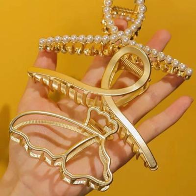 China Soft Fashion Gold Elegant Hairpin Geometric Women's Word Geometric Rhinestone Hairpin Hair Accessories Female Headdress for sale