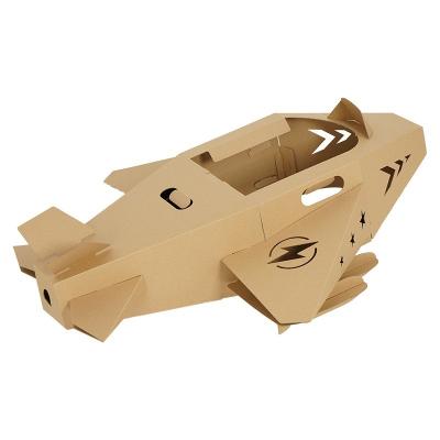 China DIY Amazon Cardboard Playhouse For Children DIY Drawing Paper House Toy Kids Air Plane Game Educational Coloring Game for sale