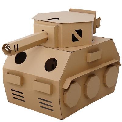 China Hot DIY Toys Cardboard Tank Army Tank Indoor Theater House Cardboard Houses 01 for sale