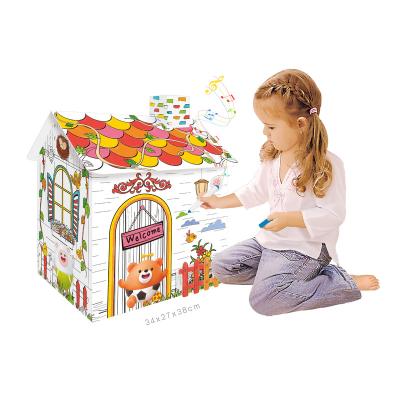 China Kids Coloring Toy DIY Graffiti Art Doodling House Making Game Set Erasable Pens Drawing Paper Piece with Light and Sound for Kids for sale