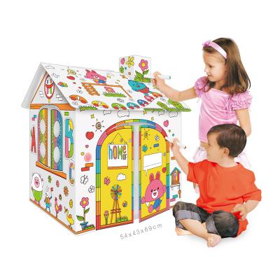 China Paper Drawing and Coloring Cardboard Play House Coloring Pens Paper Drawing Room DIY Kids Educational Doodling Toys for sale