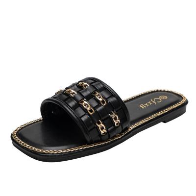 China Wholesale Price Hot Anti-slip Women's Factory Sale Sandals With Chain Braided Edges for sale