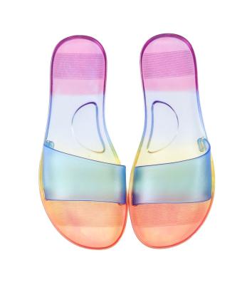 China 2021 New Fashion Color Jelly Candy Flat Slippers Damping for sale