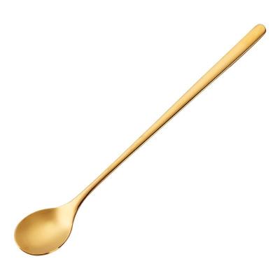 China Sustainable Hot Selling Korean Creative Single 304 Stainless Steel Amazon Long Handle Drink Coffee Stirring Spoon for sale