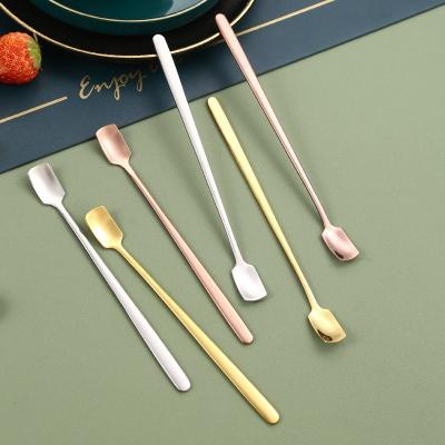 China Square Spoon Milk Tea Coffee 2022 Long Lasting 304 Stainless Steel Hot Handle Stirring Spoon for sale