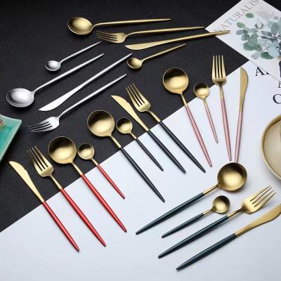 China Wholesale Bulk 24pcs Flatware Rose Gold Wedding Cutlery Set Viable Fork Spoon Knife Set Stainless Steel Gold Flatware for sale