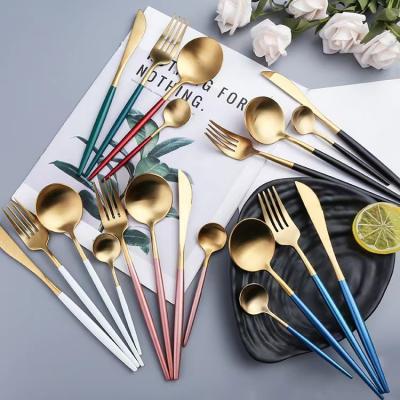 China Factory Wholesale Viable Colorful Cutlery Stainless Steel Knife Fork And Spoon Set for sale