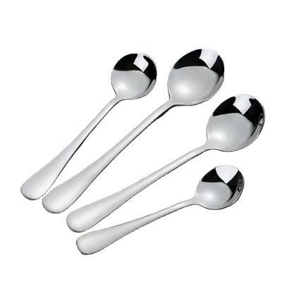 China Viable Sale 5 Piece Food Spoon 410 Stainless Steel High Quality Thickened Soup Spoon Stirring Spoon Tableware for sale