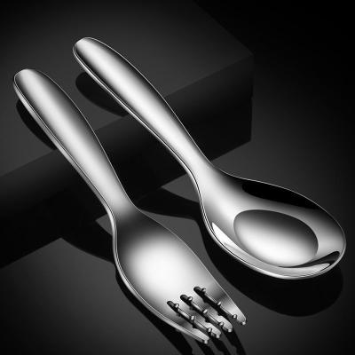 China 2022 Sustainable New Arrival 316 Stainless Steel Baby Spoon Fork Set Baby Cutlery Baby Spoon Set for sale