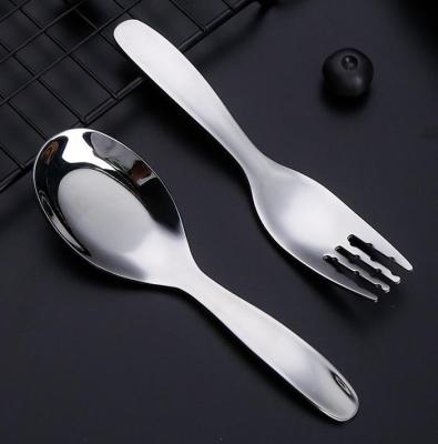 China Viable Hot Selling High Quality Stainless Steel Baby Food Spoon Fork Learn To Eat Children Tableware for sale