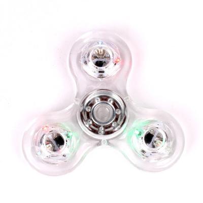 China 2021 Non-Toxic Eco-friendly Crystal Transparent LED Lights Fingertip Spinner ABS Plastic EDC Toy Hand Crank Compression Toy for sale