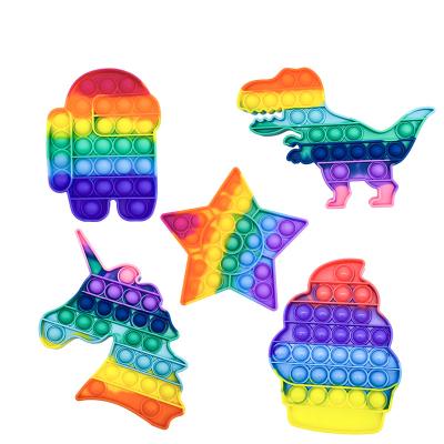 China 2021 Amazon Selling Rainbow Toddlers Eco-Friendly Hot Adult Foam Non-Toxic Push Silicone Noise Buster Sensory Toy for sale