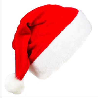 China 2021 Warm Cute Velvet Or Plush Amazon Santa Hat Red Merry Christmas Hat for sale