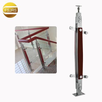 China Modern Unique Colored Indoor Wood Platform Railing Railing System 304 Stainless Steel Tempered Glass Stainless Steel Plating Design Indoor Railing for sale