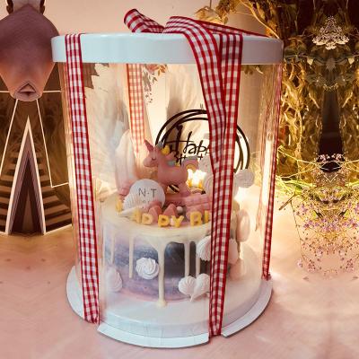 China Disposable Custom Multi Layers Transparent Gift Container Wedding Clear Round Birthday Cake Box Boxes For Cakes for sale