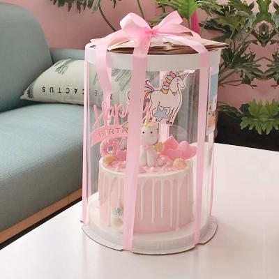 China Disposable Custom Multi Sizes Transparent Gift Wedding Clear Round Birthday Cake Packaging Box Boxes For Cakes for sale