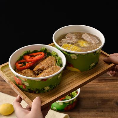 China Biodegradable Eco-friendly Kraft Paper Take Out Rice Packaging Take Out Food Container Packing Soup Take Out Bowl For Restaurant for sale