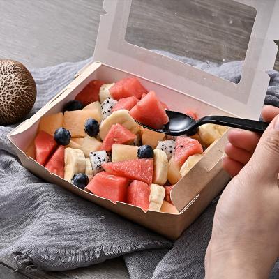 China Disposable Salad Food Container Disposable Paper Lunch Boxes Take Out Container Paper Food Box Salad Paper Box With Window for sale