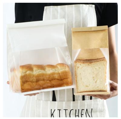 China Multi Sizes Portable Biodegradable Clear Bread Bread Bags Custom Paper Loaf Bread Bag With Window for sale