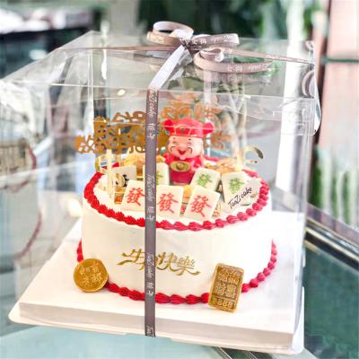 China Wholesale Recyclable Large Clear Recyclable Paper Square Paper Wedding Cake Box Packaging Boxes With Ribbon for sale