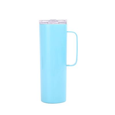 China USA Warehouse Disposable 20 Ounce Lean Tumbler Cups White Stainless Steel Vacuum Insulated Sublimation Straight Lean Tumbler With Straw Handle for sale