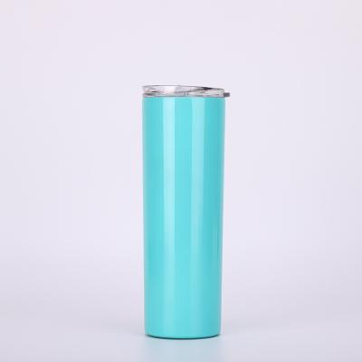 China Wholesale Disposable Colorful Skinny Plastic Bottle Acrylic Tumbler Teal 16oz Tumbler Cups With Lid And Straw In Stock for sale