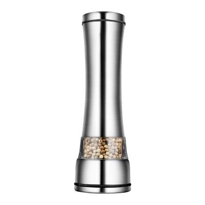 China Viable 304 Stainless Steel Pepper Grinder Grinder Grinder Black Pepper Powder Ceramic Manual Salt Coffee Spice Glass Bottle for sale