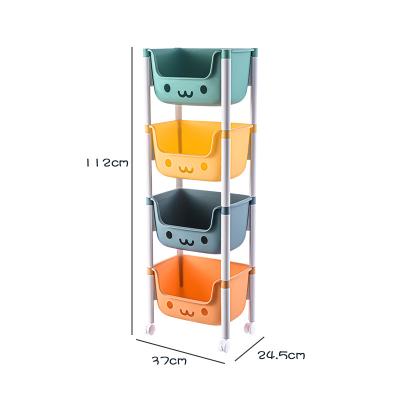 China Small Stroller Floor Rack Bathroom Kitchen Snack Multi-Layer Mobile Baby Mobile Toilet Viable Bedside Storage Rack for sale