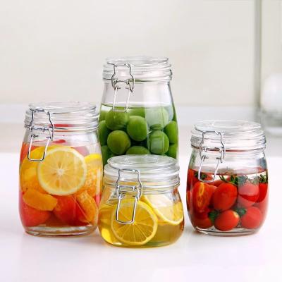 China 2022 Hot Selling Storage Stainless Steel Loop Jar Glass Food Storage Bin for sale