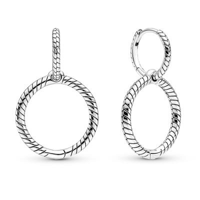 China 2021 new factory fashionable wholesale 925 sterling silver suitable for pandoaese high version double ring charm earrings for sale