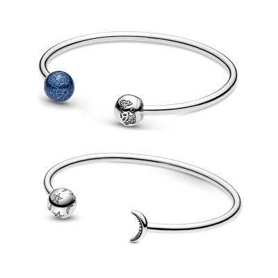 China Factory Wholesale 925 Sterling Silver TRENDY For Pandora High Quality Blue Earth Open Bracelet for sale