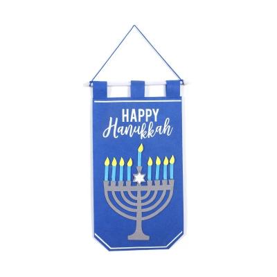 China Wholesale Waterproof B&S Factory Eco-friendly Custom Felt Pennant Flag Sports Hanging Banner For Hanukkah for sale