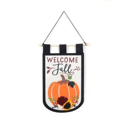 China Factory Wholesale Custom Felt Pennant Flag Sports Banner Waterproof B&S Hanging Decoration For Halloween Pumpkin for sale