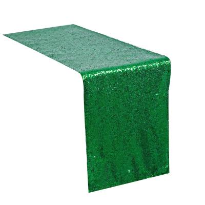 China B&S waterproof factory 2mm sequin table runner green table cover waterproof home decoration fabric for sale