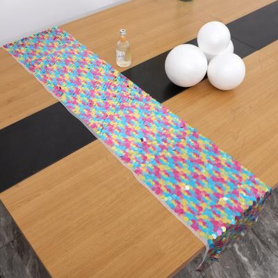 China B&S Factory Waterproof Bright Colorful 18mm Sequin Table Cover Table Runner For Wedding Event Party Room Decoration for sale