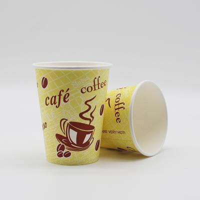 China 8oz Disposable Printed Single Wall Disposable Pe Hot Drinks Custom Paper Coffee Cups for sale