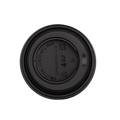 China Non Spill 4oz (62mm) White Black Biodegradable CPLA Disposable Lids For Paper Cup for sale