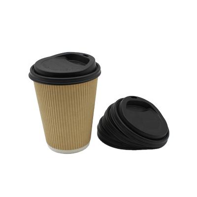 China Non Spill Biodegradable Paper Cup White 12oz (90mm) / Black Eco Friendly CPLA Lids for sale