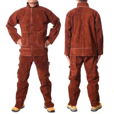 China Swelder Welding Leather Welding Fire Resist Clothing Welding Jacket Heat Resistant Workwear for sale