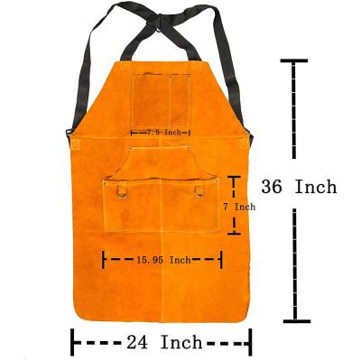 China Swelder Wholesale 2021 Best Quality Leather Apron Welding Adjustable Leather Oil Proof Industrial Apron for sale