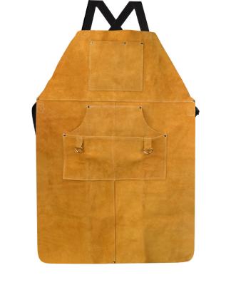 China Swelder 90cm Heat Shield Adjustable Extremely Split Cow Welding Thick Leather Welding Apron For Construction for sale