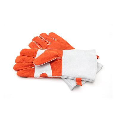 China Swelder Welding Kitchen Cooking Oven Barbecue Gloves Heat Resistant Leather BBQ Welding Gloves for sale