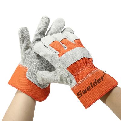 China 10.5 Inch Custom Cow Welding Swelder Split Tig Welding Gloves Heat Resistant Leather EN407 for sale