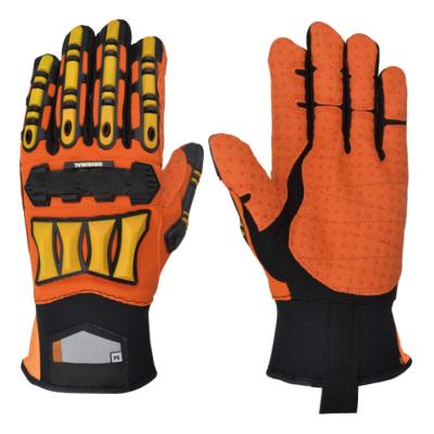 China Durable Synethic Leather EN388 Swelder Mechanic Anti-Vibration Works Safety Construction Protection Gloves Orange Or As Customized 100 Pairs for sale