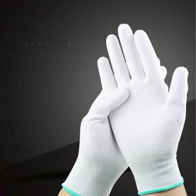 China Abrasion Resistant Swelder 13gauge PU Coating White Palm Fitted Nylon Gloves Working Gloves for sale