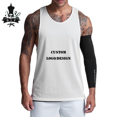 China QUICK DRY custom logo tank top basketball white mesh quick-drying sports wear tank top men vest for sale