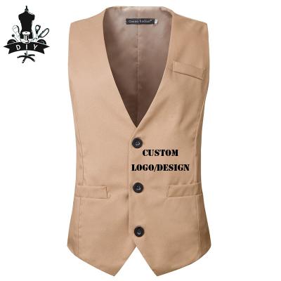 China New Design QUICK DRY Custom Printing Formal Suit Men's Blazer Sleeveless Vests And Button Closure Vests With Pockets for sale