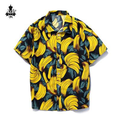 China Vintage casual men's anti-pilling shirts printed hawaiian oversized short sleeve beach wear shirt for men 2022 plus size mens shirts for sale