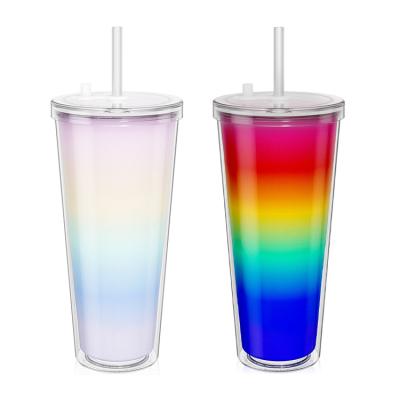 China Customization Viable OEM ODM AS Color Changing Cup Tumbler Plastic With Straw for sale