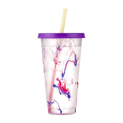 China Viable Plastic Magic Mugs Logo With Straw Custom Personalization PP Mug Sublimation Color Change for sale